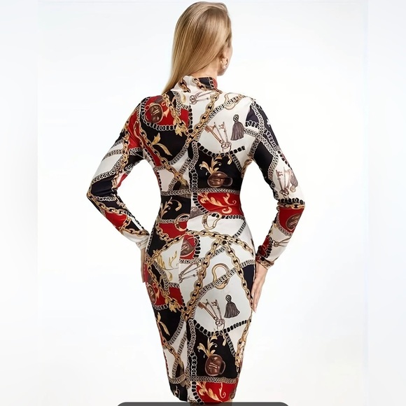 STYLEWE Long Sleeve Low Turtleneck Mini Dress Women Size Medium Chains - Picture 2 of 8